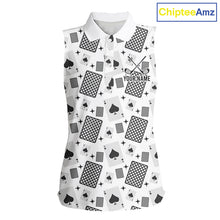 Load image into Gallery viewer, Personalized Poker Sleeveless Womens Golf Polo Shirt Funny Golf Top For Team, Golfer Gift For Womens NHT754