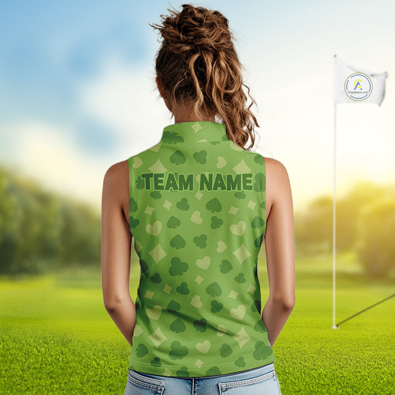 Personalized Poker Green Sleeveless Womens  Golf Polo Shirt, Funny Golf Top For Family Team Shirt NHT756