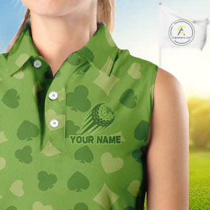Personalized Poker Green Sleeveless Womens  Golf Polo Shirt, Funny Golf Top For Family Team Shirt NHT756