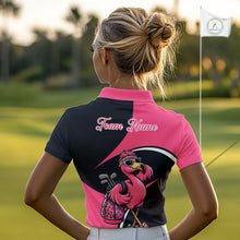 Load image into Gallery viewer, Funny Pink Flamingo Golf Polo Shirt For Womens, Custom Flamingo Golf Shirt For Team NHT543