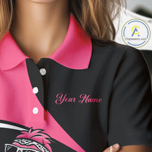 Load image into Gallery viewer, Funny Pink Flamingo Golf Polo Shirt For Womens, Custom Flamingo Golf Shirt For Team NHT543