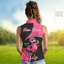 Load image into Gallery viewer, Funny Pink Flamingo Golf Sleeveless Polo Shirt For Womens, Custom Flamingo Golf Shirt For Team NHT543