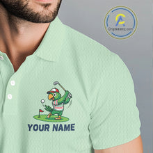 Load image into Gallery viewer, Personalized Mens Golf Polo Shirt Custom Name Funny Green Parrot Design|Green NHT1093