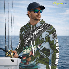 Load image into Gallery viewer, Northern Musky Hooded Fishing Shirt Long Sleeve Abstract Green Camo Performance Jersey For Men NHT926
