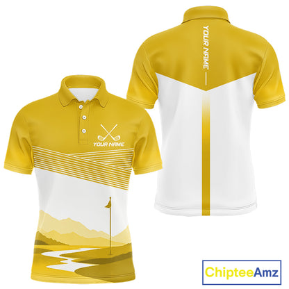 Personalized Golf Polo Shirt Custom Name Golf Club Polo For Men Golf Tournament Apparel|Yellow 