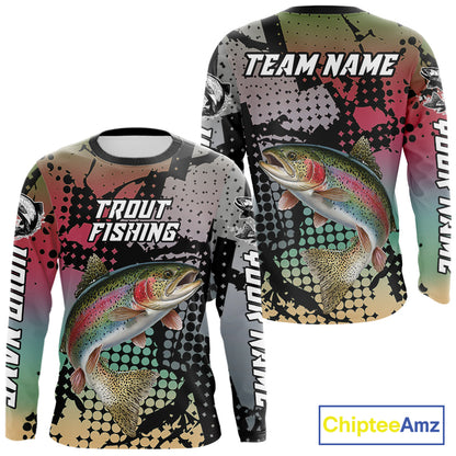 Rainbow Trout Fishing Shirt Pink Camo Custom Name, Rainbow Trout Fishing Team Jerseys NHT477