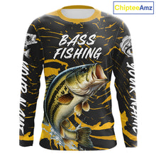 Load image into Gallery viewer, Custom Largemouth Bass Fishing Shirts Long Sleeve – Performance Tournament Jersey For Men| Yellow NHT770