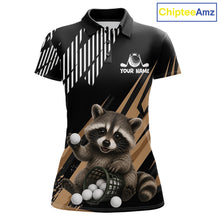 Load image into Gallery viewer, Personalized Raccoon Womens Golf Polo Shirt For Team, Brown Pattern Sport Golf Jersey NHT934