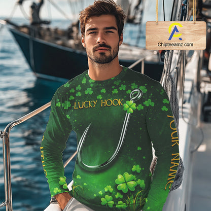 Custom St Patrick's Day Hook Fishing Shirts Long Sleeve, Performance Fishing Shirts NHT424