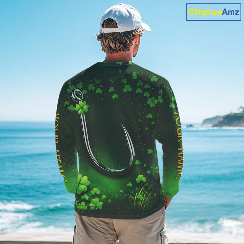 Custom St Patrick's Day Hook Fishing Shirts Long Sleeve, Performance Fishing Shirts NHT424