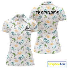 Load image into Gallery viewer, Personalized Tropical Palm Trees Womens Golf Polo Shirts Summers Team Golf Clothes NHT778