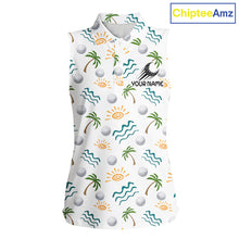Load image into Gallery viewer, Personalized Tropical Palm Trees Sleeveless Womens Golf Polo Shirts Summers Team Golf Clothes NHT778