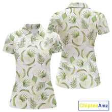 Load image into Gallery viewer, Green Tropical Womenss Golf Polo Shirts Custom Team White Golf Shirt For Golfer