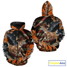 Load image into Gallery viewer, Deer Hunting US Flag 3D All Over Print Shirts, Personalized Hunting Gifts For Deer Hunters NHT316