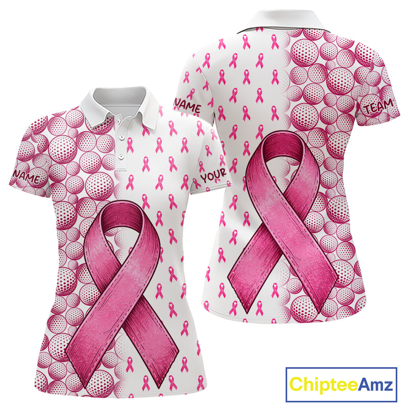 Personalized Pink Ribbons Pattern Golf Balls Breast Cancer Awareness Golf Attire For Womens NHT800