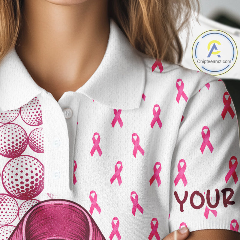 Personalized Pink Ribbons Pattern Golf Balls Breast Cancer Awareness Golf Attire For Womens NHT800