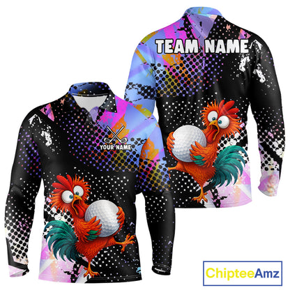 Custom Team Name Crazy Rooster Golf Polo Shirt Personalized Men Performance Golf Jersey