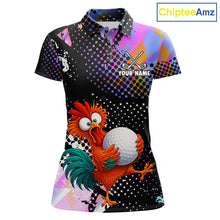 Load image into Gallery viewer, Custom Team Name Crazy Rooster Golf Polo Shirt  Personalized Womens Performance Golf Jersey