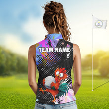 Load image into Gallery viewer, Custom Team Name Crazy Rooster Womens Sleeveless Golf Polo Shirt Personalized Womens Performance Golf Jersey NHT952