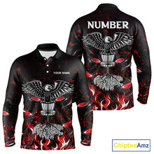Load image into Gallery viewer, Personalized Disc Golf Polo Shirt With Eagle Design, Customizable Name, Unisex Sports Jersey For Men|Red NHT810