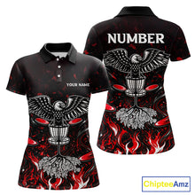 Load image into Gallery viewer, Personalized Disc Golf Polo Shirt With Eagle Design, Customizable Name, Unisex Sports Jersey For Womens |Red NHT810