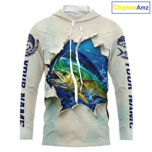 Load image into Gallery viewer, Mahi Mahi Fishing Long Sleeve Hooded Shirt 3D Ocean Fish Graphic Angler Gift For Fishing Lovers For Men