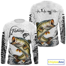 Load image into Gallery viewer, Custom Name Bass Fishing Long Sleeve Performance Shirt, Bass Fishing Shirt Jersey