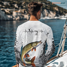 Load image into Gallery viewer, Custom Name Northern Pike Fishing Long Sleeve Performance Shirt, Pike Fishing Jersey