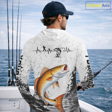 Load image into Gallery viewer, Custom Name Redfish Fishing Long Sleeve Hooded Performance Shirt, Red Drum Gift For Men NHT1124