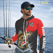 Load image into Gallery viewer, Walleye Fishing Long Sleeve Hooded Tournament Shirts, Personalized Walleye Fishing Jerseys NHT585