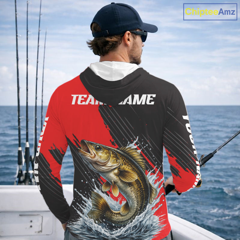 Walleye Fishing Long Sleeve Hooded Tournament Shirts, Personalized Walleye Fishing Jerseys NHT585