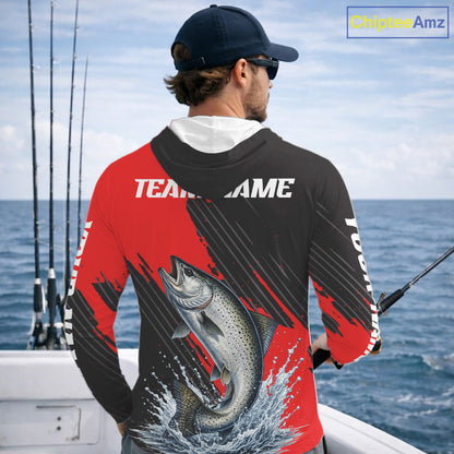 Hooded Chinook Salmon Fishing Long Sleeve Tournament Shirts, Personalized Salmon Fishing Jerseys NHT587