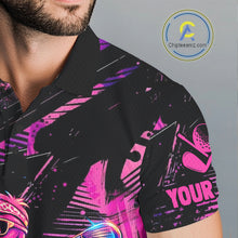 Load image into Gallery viewer, Black shirt with pink abstract designs and 'YOUR' text, brand logo visible