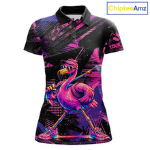 Load image into Gallery viewer, Funny Neon Flamingo Womens Golf Polo Shirt – Custom Personalized Golf Team Apparel 