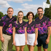 Load image into Gallery viewer, Funny Neon Flamingo Womens Golf Polo Shirt – Custom Personalized Golf Team Apparel NHT1134
