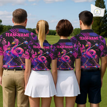 Load image into Gallery viewer, Funny Neon Flamingo Womens Golf Polo Shirt – Custom Personalized Golf Team Apparel NHT1134