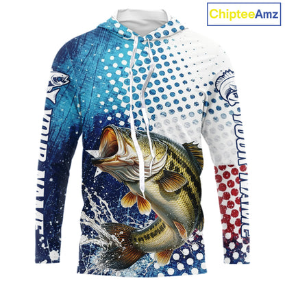 Design Texas Flag Bass Fishing Shirts, Texas Bass Fishing Shirts Long Sleeve Hooded NHT603