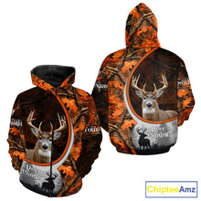 Load image into Gallery viewer, Personalized Deer Hunting 3D All Over Printed Hoodie Orange Autumn Leaves Camo, Hunting Gift NHT322