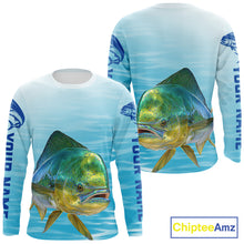 Load image into Gallery viewer, Mahi Mahi Ocean Blue Performance Fishing Shirt,  Mahi Mahi Tournament Fishing Shirts NHT615