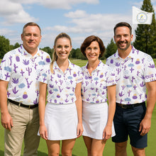 Load image into Gallery viewer, Custom Purple Cactus Women's Golf Polo Shirt - Personalized Desert Pattern Performance Golf Jersey NHT980