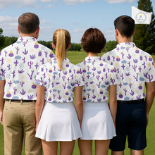Load image into Gallery viewer, Custom Purple Cactus Women's Golf Polo Shirt - Personalized Desert Pattern Performance Golf Jersey NHT980