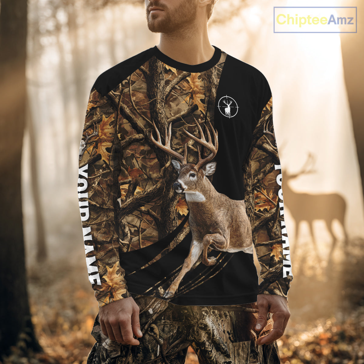 Whitetail Deer Hunting Black Brown Camo 3D All Over Print, Hunting Clothes for Deer Season NHT261