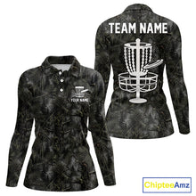 Load image into Gallery viewer, Camo Forest Disc Womens Golf Polo Shirt Custom Name – Forest Camouflage Performance Polo Shirt NHT835