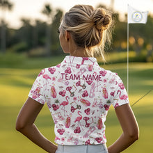 Load image into Gallery viewer, Funny Golf Polo Shirt For Womens Cherry Flamingo Golf Cart Pattern Summer Sport Top NHT841