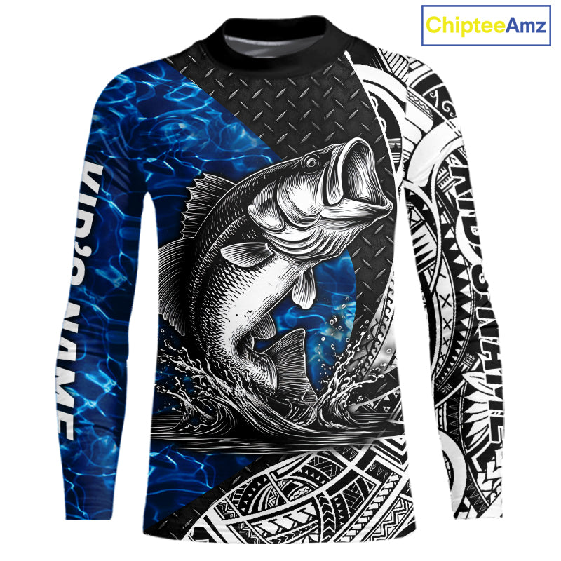 Largemouth Bass Blue Kid Fishing Shirts Long Sleeve, Fishing Gift  NHT383