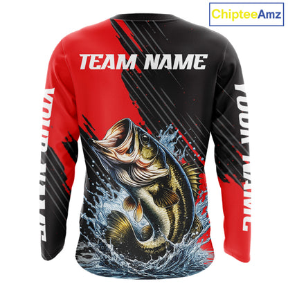Largemouth Bass Fishing Long Sleeve Tournament Shirts, Personalized Bass Fishing Jerseys NHT431