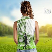 Load image into Gallery viewer, White And Green Womens Tie Dye Sleeveless Golf Polo Shirts Custom Golf Human Golf Team Polo Shirts NHT622