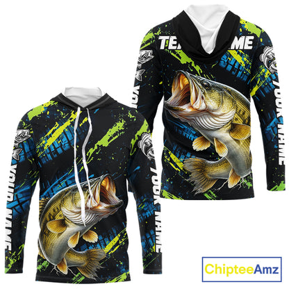 Personalized Bass Fishing Sport Jerseys For Men, Bass Fishing Shirt Long Sleeve Hooded NHT494