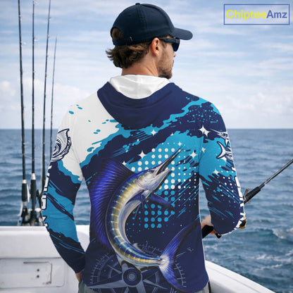 Custom Sailfish Hooded Long Sleeve Fishing Shirts For Men, Design Sailfish Fishing Jerseys NHT632