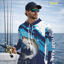 Load image into Gallery viewer, Custom Striped Bass Long Sleeve Hooded Fishing Shirts For Men, Design Striped Bass Fishing Jerseys NHT635